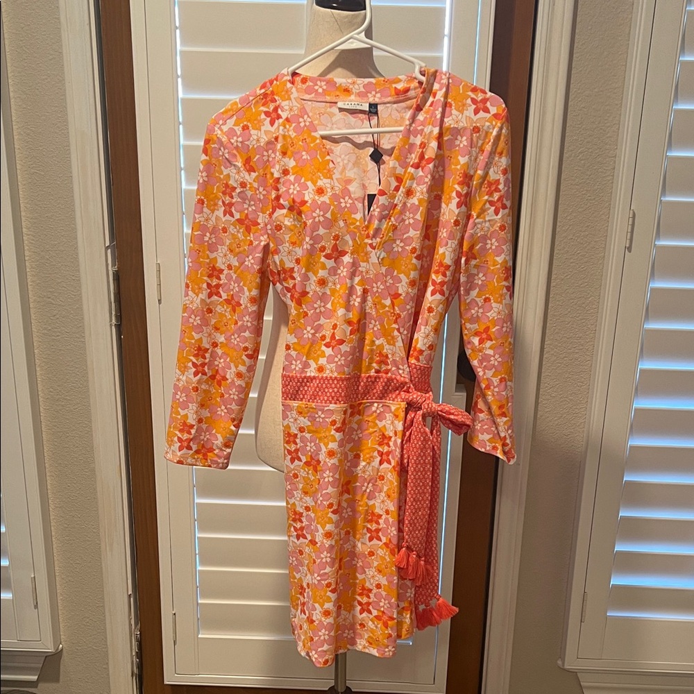 Cabana Life Floral Wrap Romper Large NWT